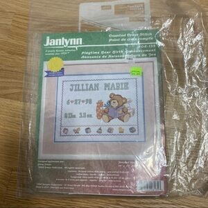 Vintage Janlynn Birth Announcement Cross Stitch Pattern Arts Craft